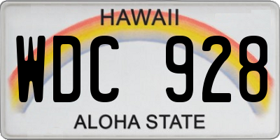 HI license plate WDC928