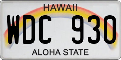 HI license plate WDC930