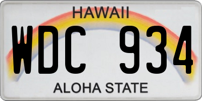 HI license plate WDC934