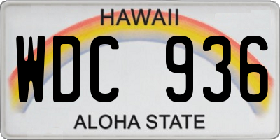 HI license plate WDC936
