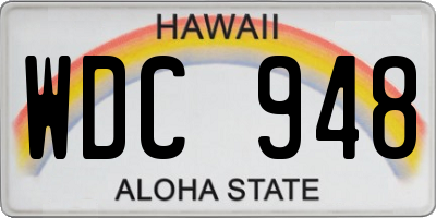 HI license plate WDC948
