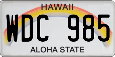 HI license plate WDC985