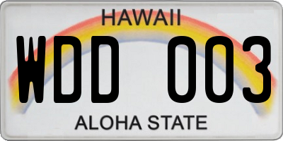 HI license plate WDD003