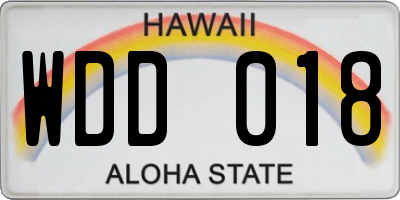 HI license plate WDD018