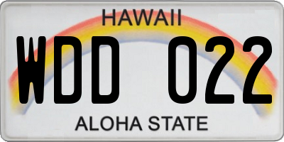 HI license plate WDD022