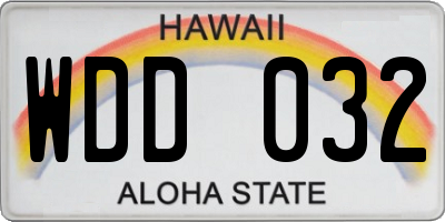 HI license plate WDD032