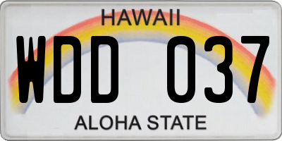 HI license plate WDD037