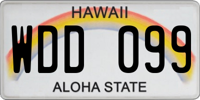 HI license plate WDD099