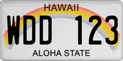 HI license plate WDD123