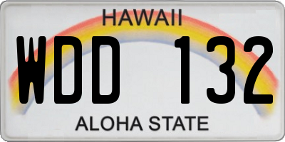 HI license plate WDD132