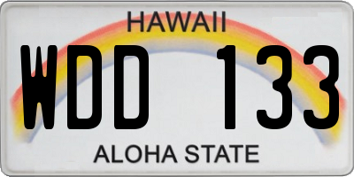 HI license plate WDD133