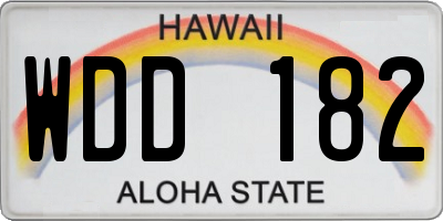 HI license plate WDD182