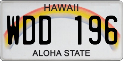 HI license plate WDD196