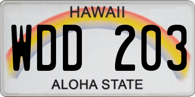 HI license plate WDD203