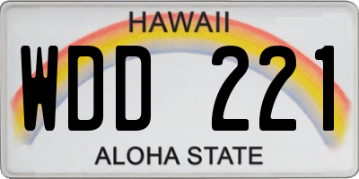 HI license plate WDD221