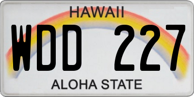 HI license plate WDD227