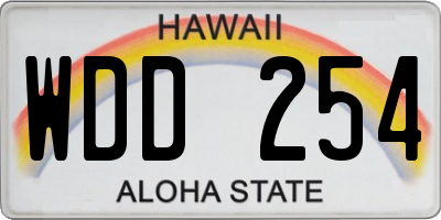 HI license plate WDD254