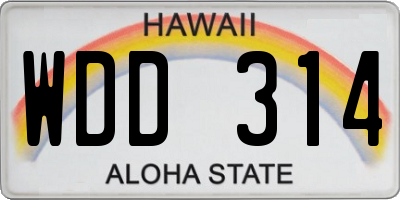 HI license plate WDD314