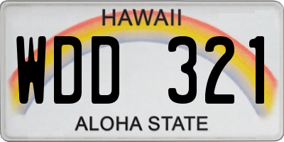 HI license plate WDD321