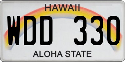 HI license plate WDD330