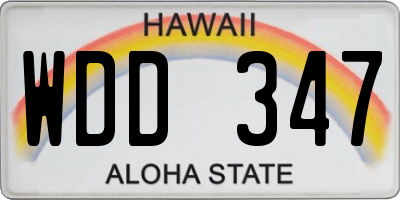 HI license plate WDD347