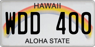 HI license plate WDD400