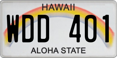 HI license plate WDD401