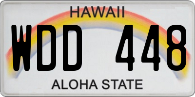 HI license plate WDD448