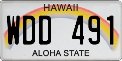HI license plate WDD491