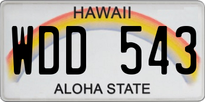 HI license plate WDD543