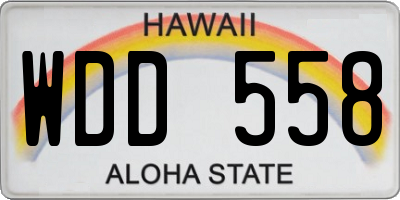 HI license plate WDD558