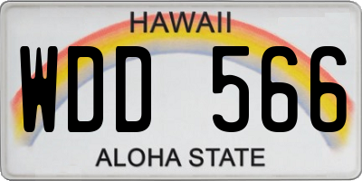 HI license plate WDD566