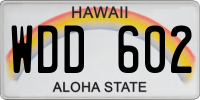 HI license plate WDD602