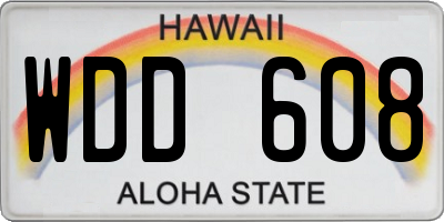 HI license plate WDD608