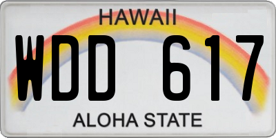 HI license plate WDD617