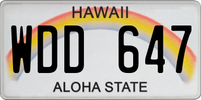 HI license plate WDD647