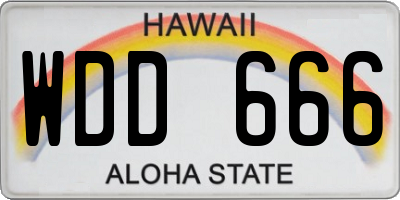 HI license plate WDD666