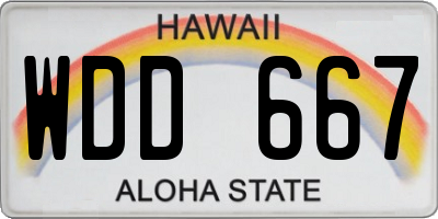 HI license plate WDD667