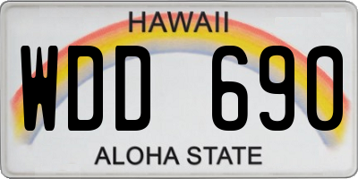 HI license plate WDD690