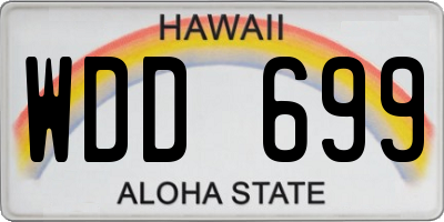 HI license plate WDD699