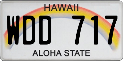 HI license plate WDD717