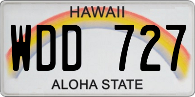 HI license plate WDD727