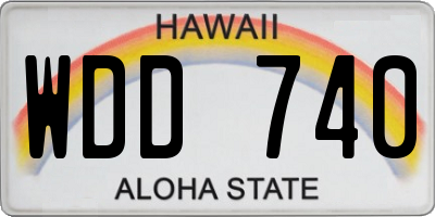 HI license plate WDD740