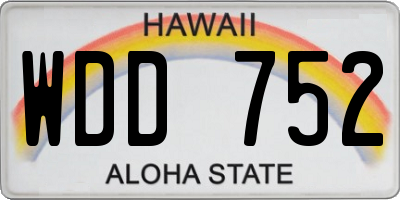 HI license plate WDD752