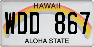 HI license plate WDD867