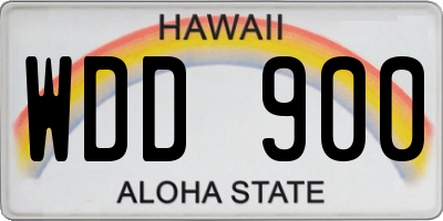 HI license plate WDD900