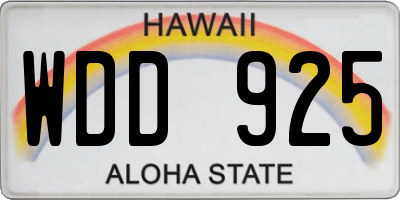 HI license plate WDD925
