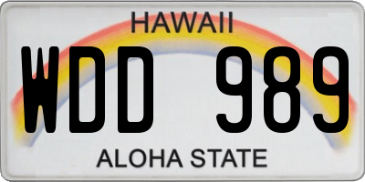 HI license plate WDD989