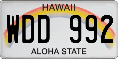 HI license plate WDD992
