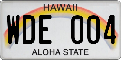 HI license plate WDE004